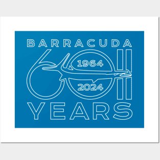 60th Anniversary - Barracuda Text Design (Reverse on Blue) Posters and Art